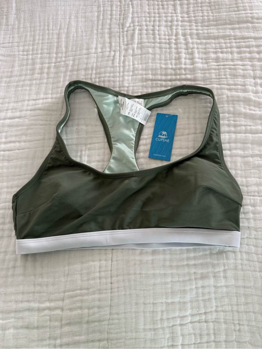 NWT Cupshe Square Neck Color-Block Bikini Top Size Medium